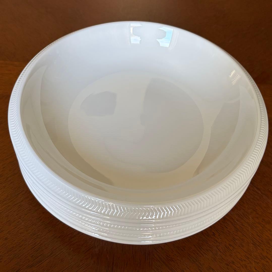 【美品】ウェッジウッド★ナイト＆デイ★ホワイトヘリンボーン　スープボウル5個