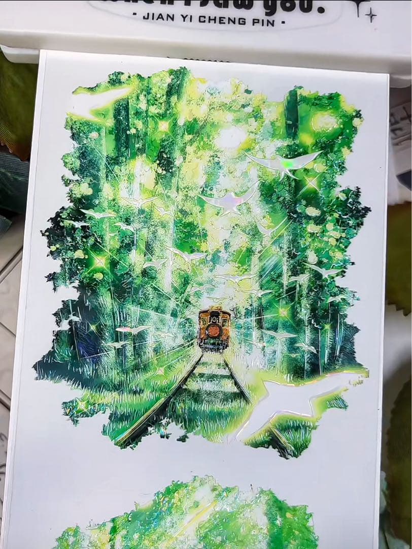 【8897】海外　マステ　2.4/4.8/巻貝殻光マスキングテープ森林　自然景色