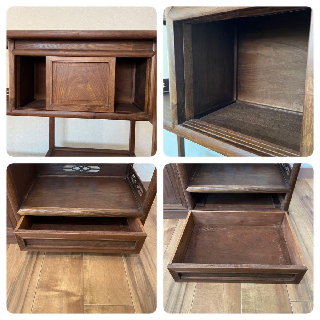 茶箪笥 総無垢 収納棚 飾り棚 煎茶棚 違い棚 茶棚
