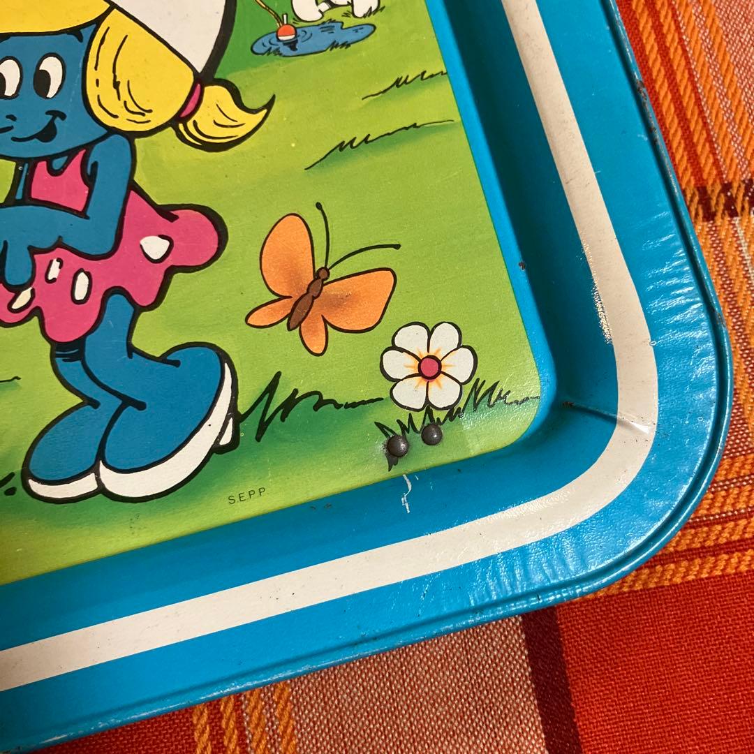 ビンテージ　スマーフ　ブリキテーブル　smurf