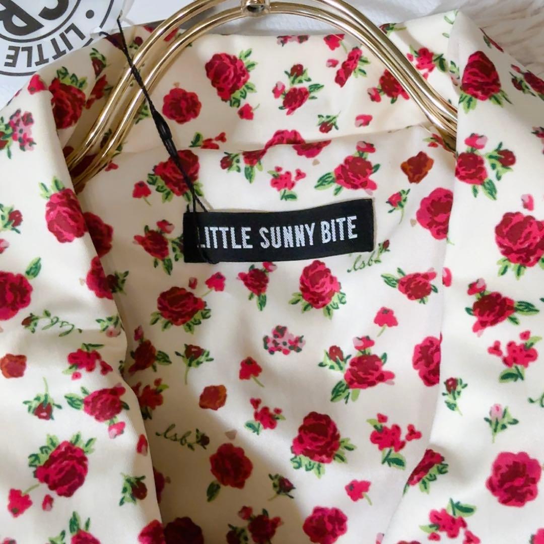 新品タグ付ꕥリトルサニーバイト 現行品 ローズレーヨンジャケット 花柄 大きめ