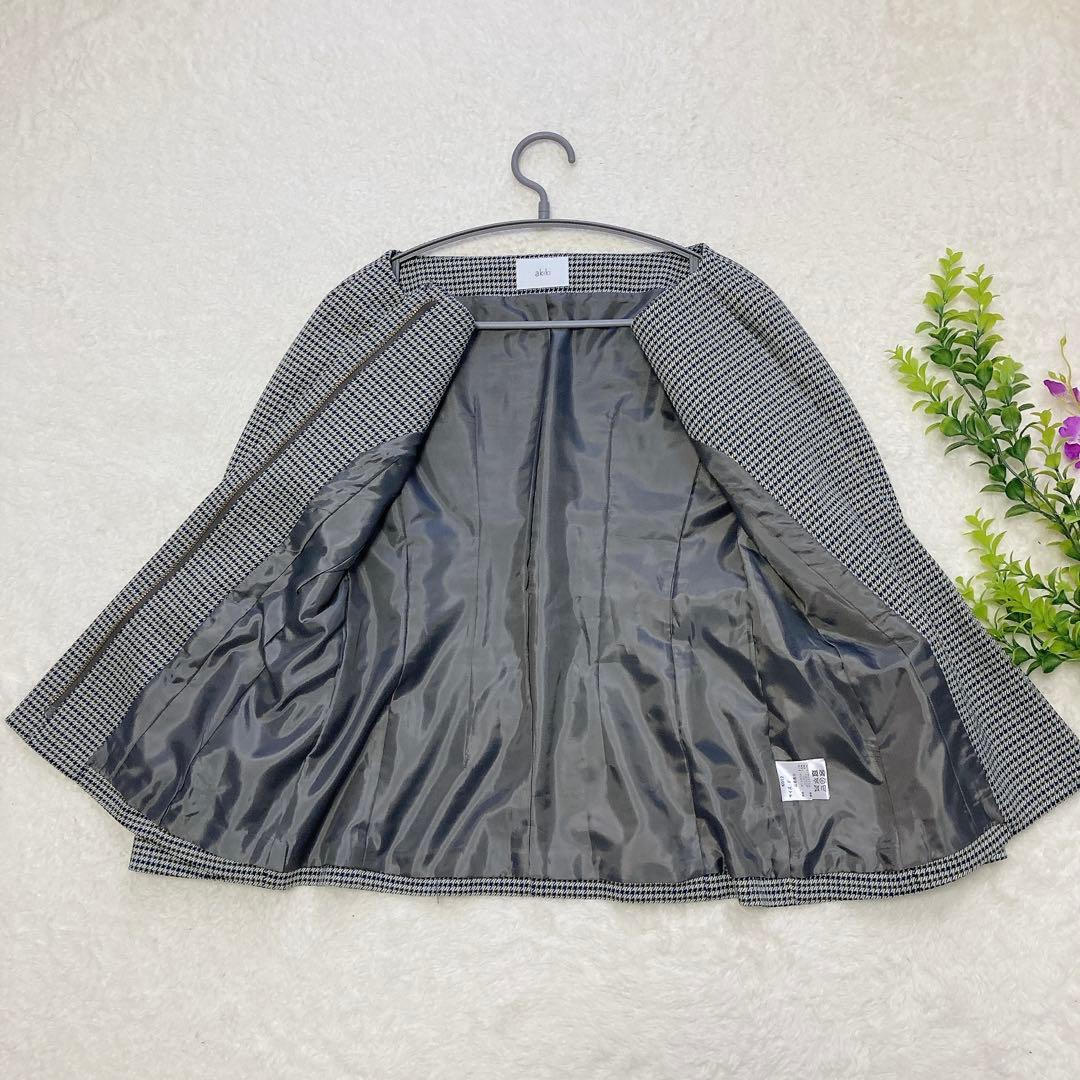 akiki アキキ チェックぺプラムジャケットFサイズ