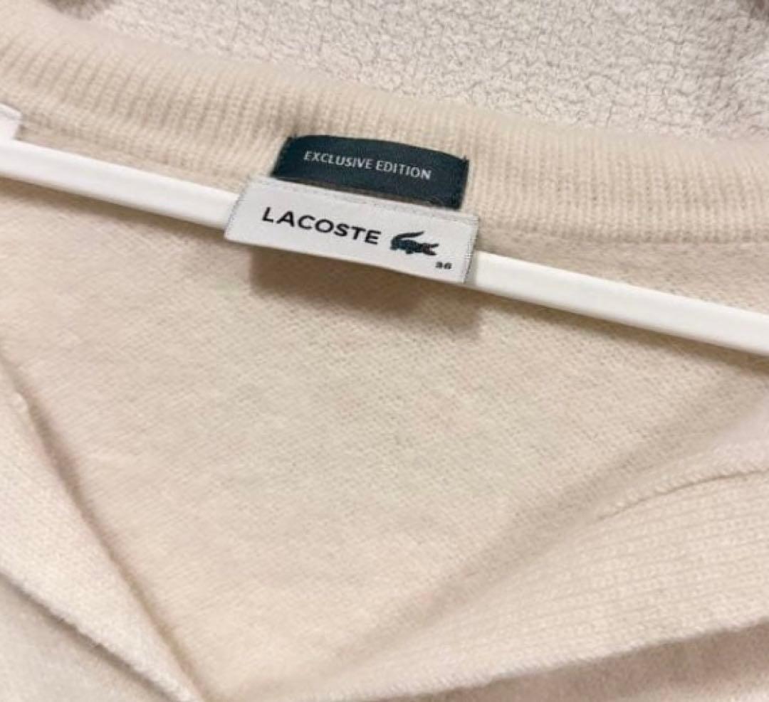 SNIDEL LACOSTE スキッパーニットプルオーバー　ホワイト