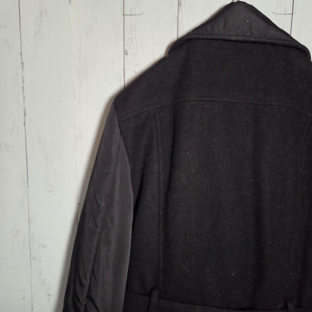 MOSCHINO ライダースコート ダウン ロング 異素材 切替 ウール 黒