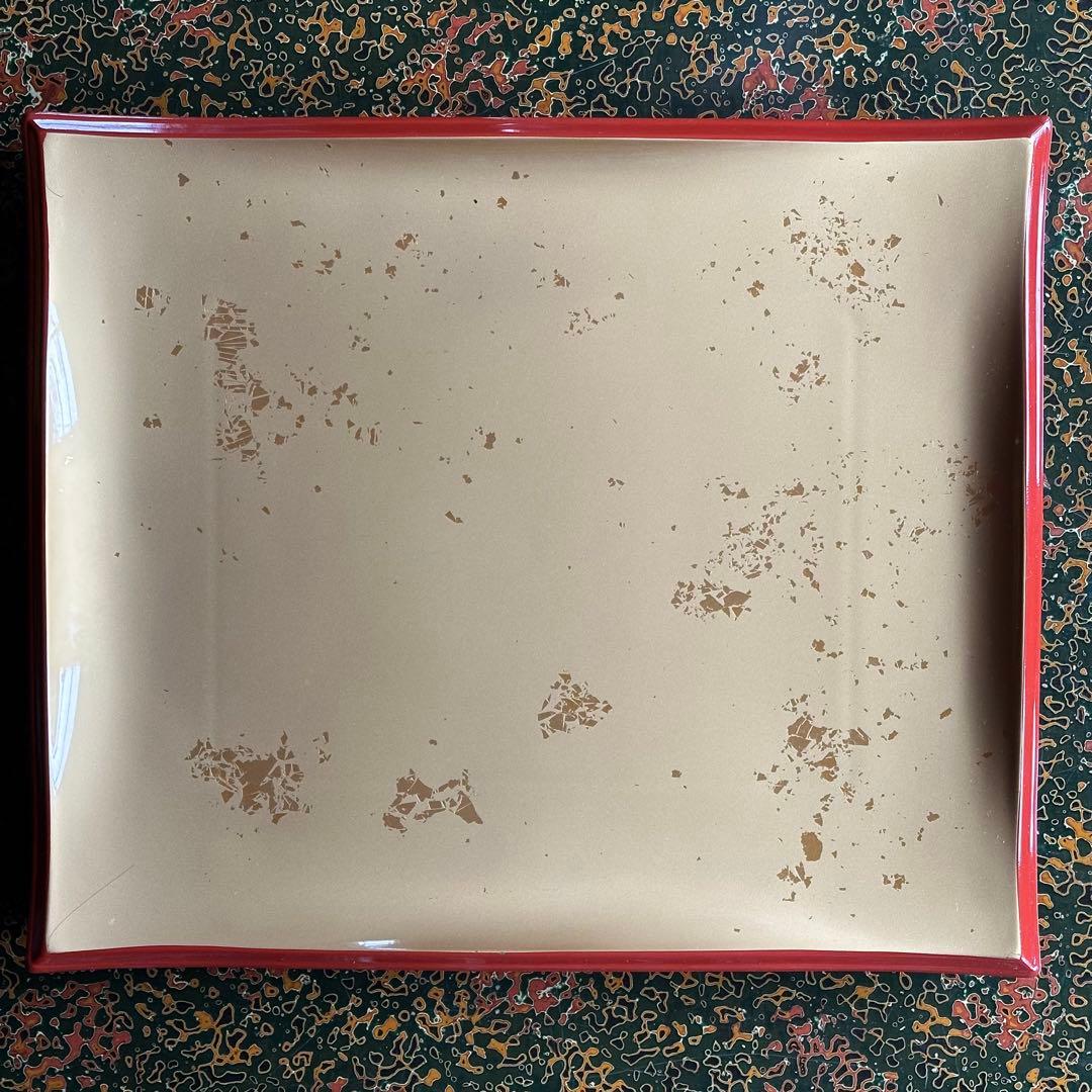 【美品】 清流盛器 色紙金箔渕朱 バイキング S•H塗 ABS樹脂 盛皿