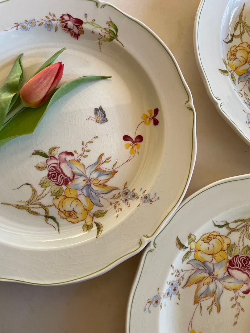 【希少】Gien ジアン フルール・ド・パピヨン 大皿30cm 仏製