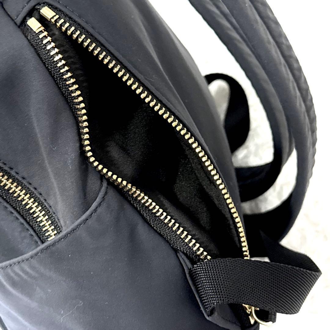 agnes b. アニエスベー ブラック ナイロンレザー バックパック リュック