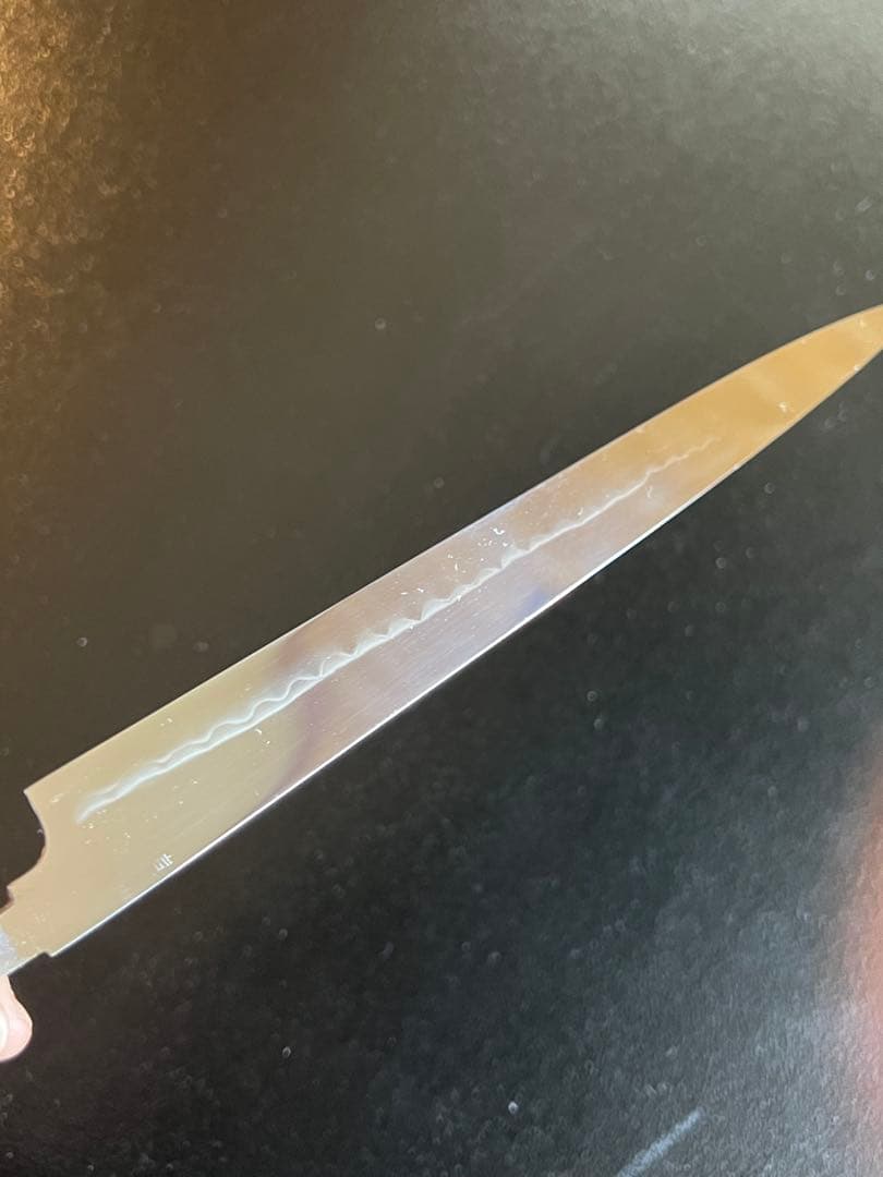 堺刀司　岩國作　河豚引き包丁　水焼本焼　9寸五分