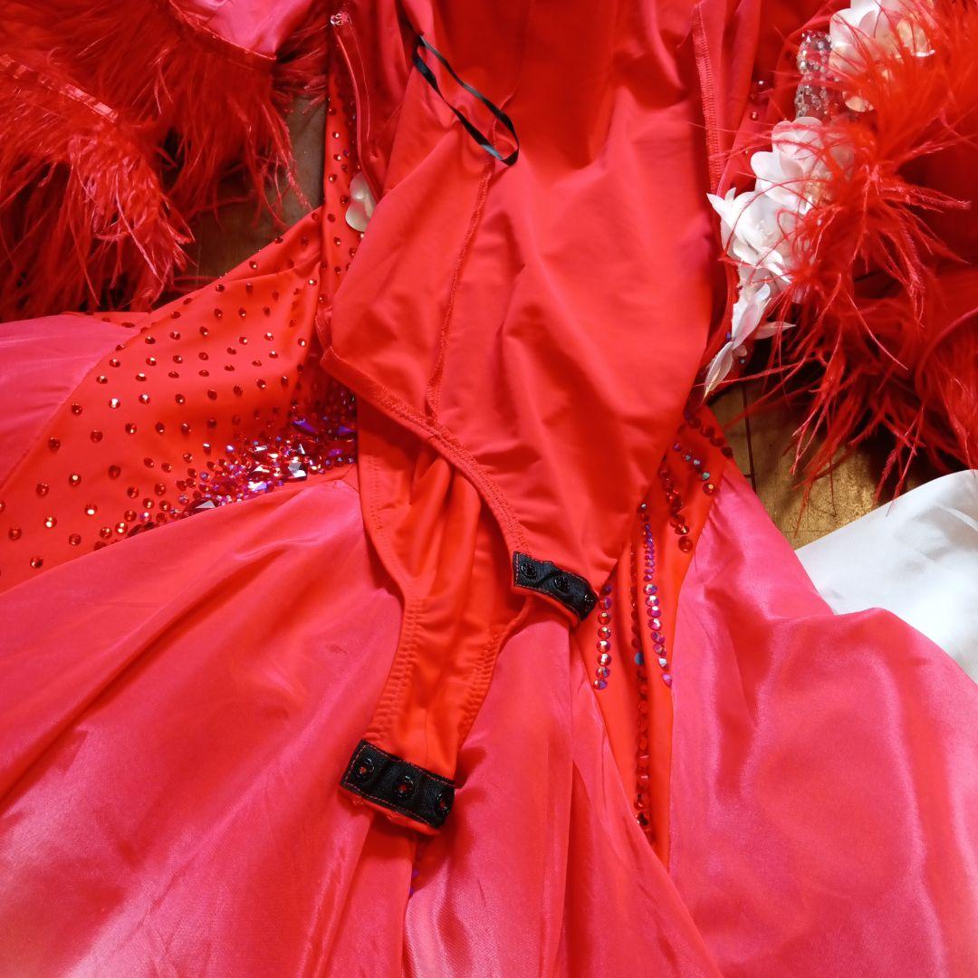 専用✨️豪華オーダー✨️社交ダンススタンダードドレス（Ｌサイズ）赤&白グラデー