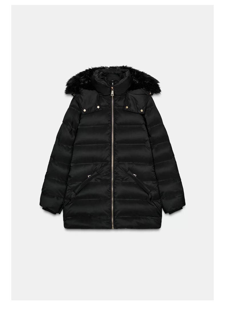 ZARA 撥水ウィンドブレーカーフード付きダウンジャケット