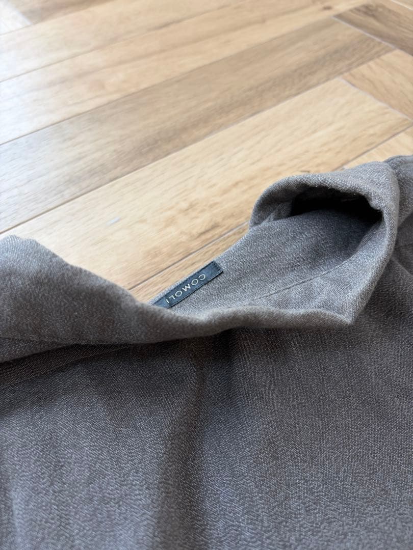 美品　22ss COMOLI コモリ　ヨリ杢オープンカラーシャツ　グレー　2