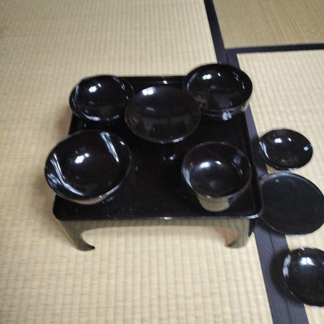 輪島塗の黒塗りの御前5セット