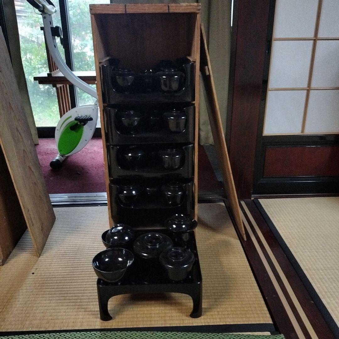 輪島塗の黒塗りの御前5セット