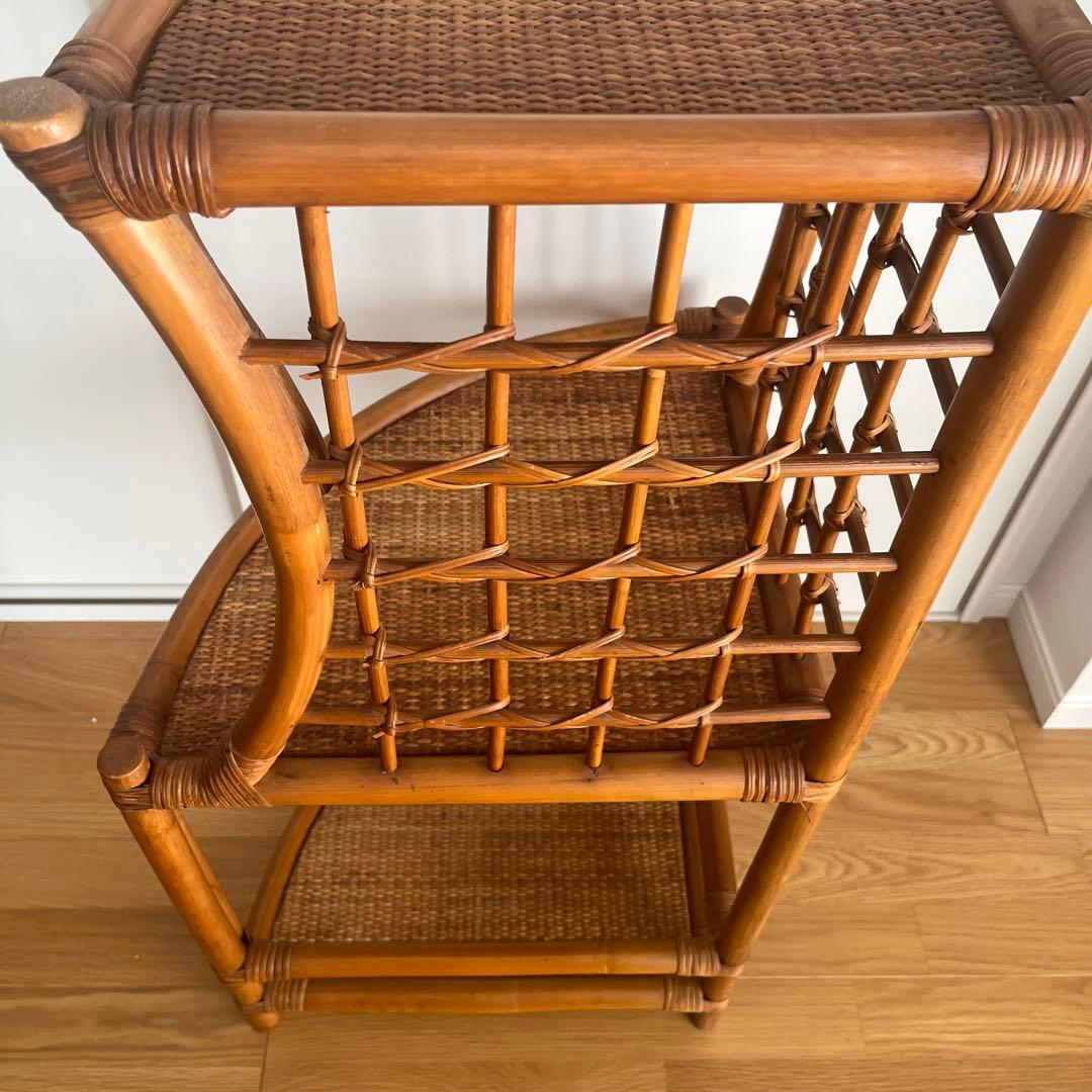 ラタン コーナーシェルフ 籐家具 3段 収納棚 ナチュラル 北欧風　ラック