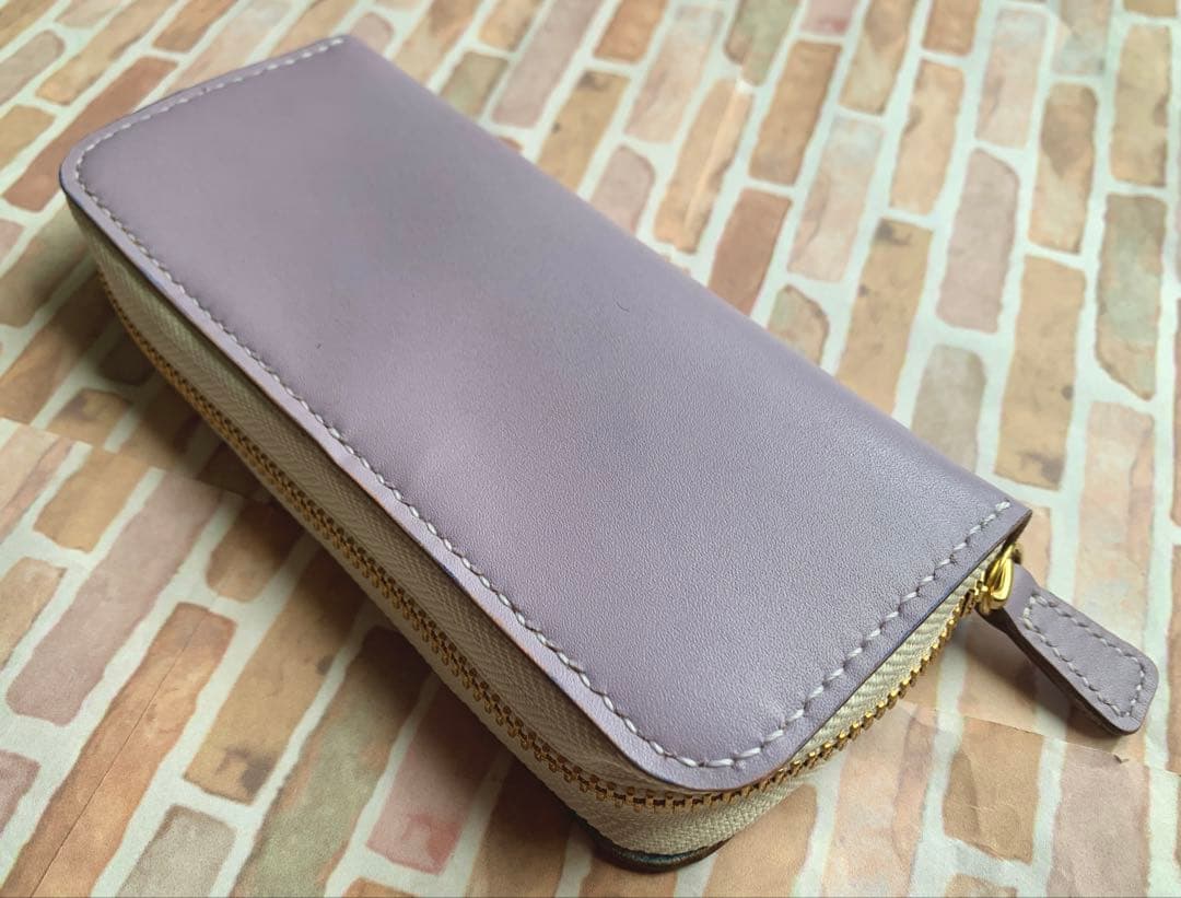 本革 3本挿しラウンドファスナーペンケース パープル 姫路レザー 手縫い