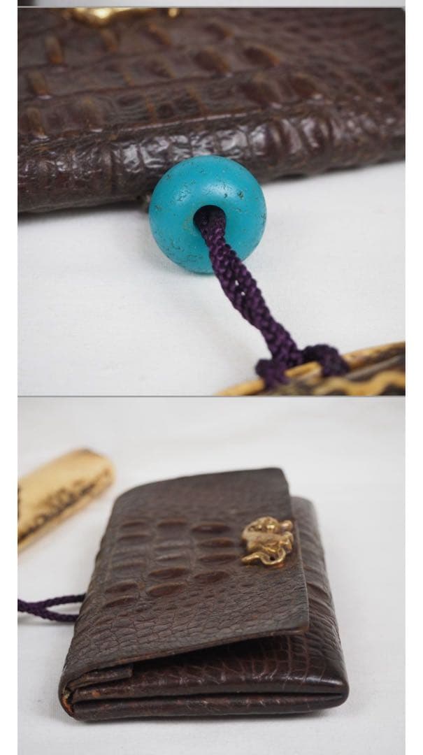 aunkyo送料無料　『正秋』造　本金金具煙草入　銀製象嵌煙管鹿角彫煙管入