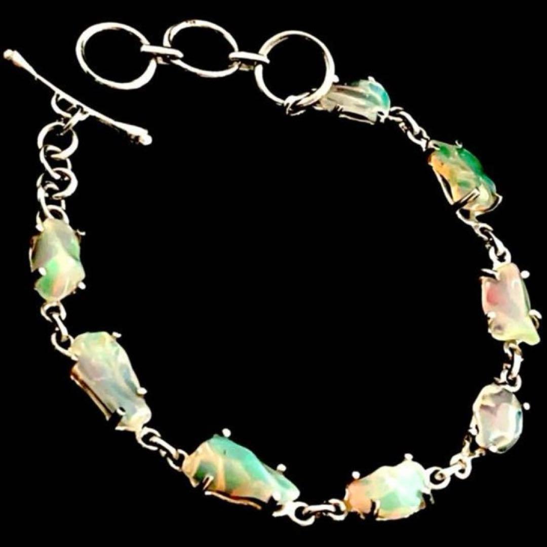 エチオピアンオパール8粒／シルバー925 ブレスレット