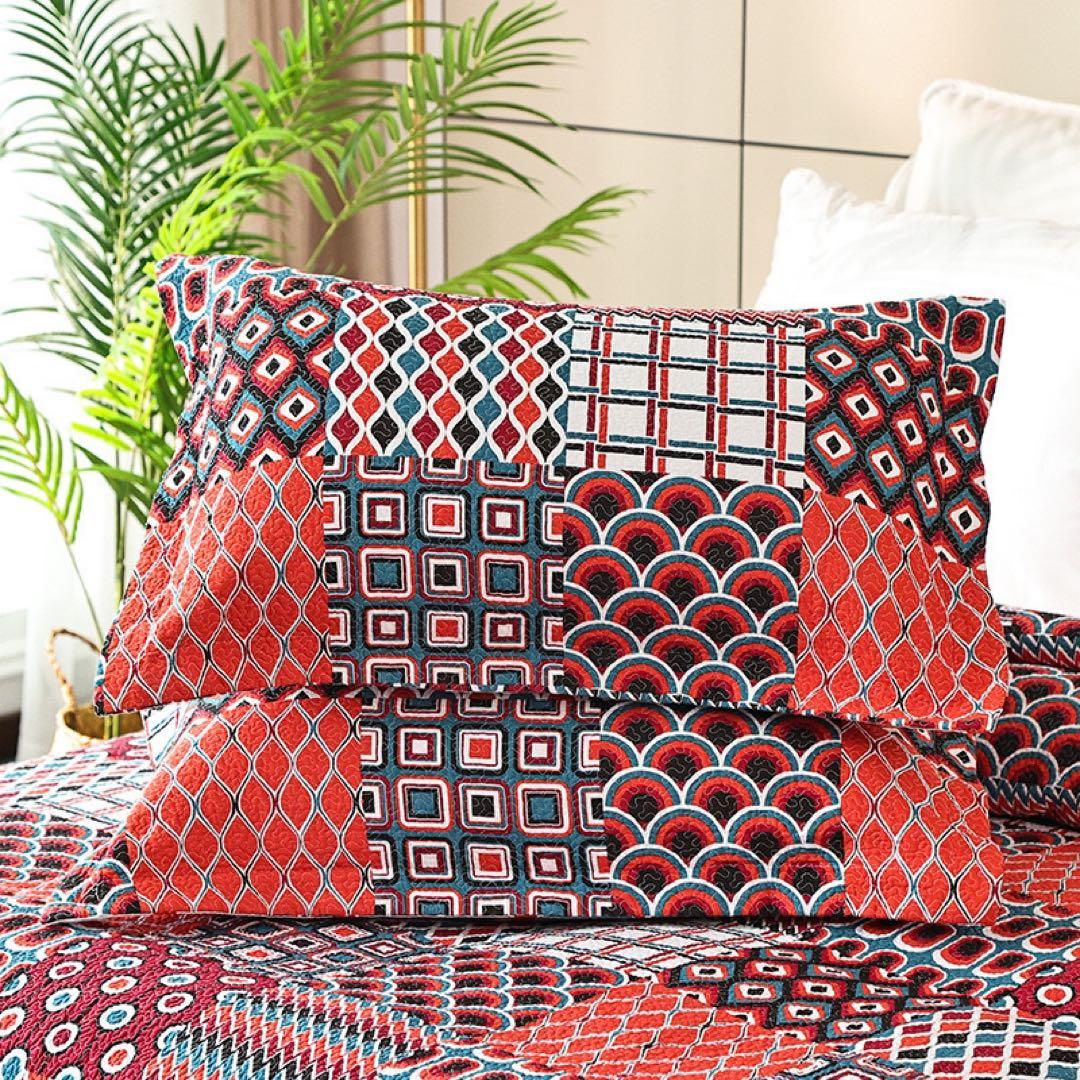 キルトベッドカバー3点セット綿マルチカバー キルティング 913