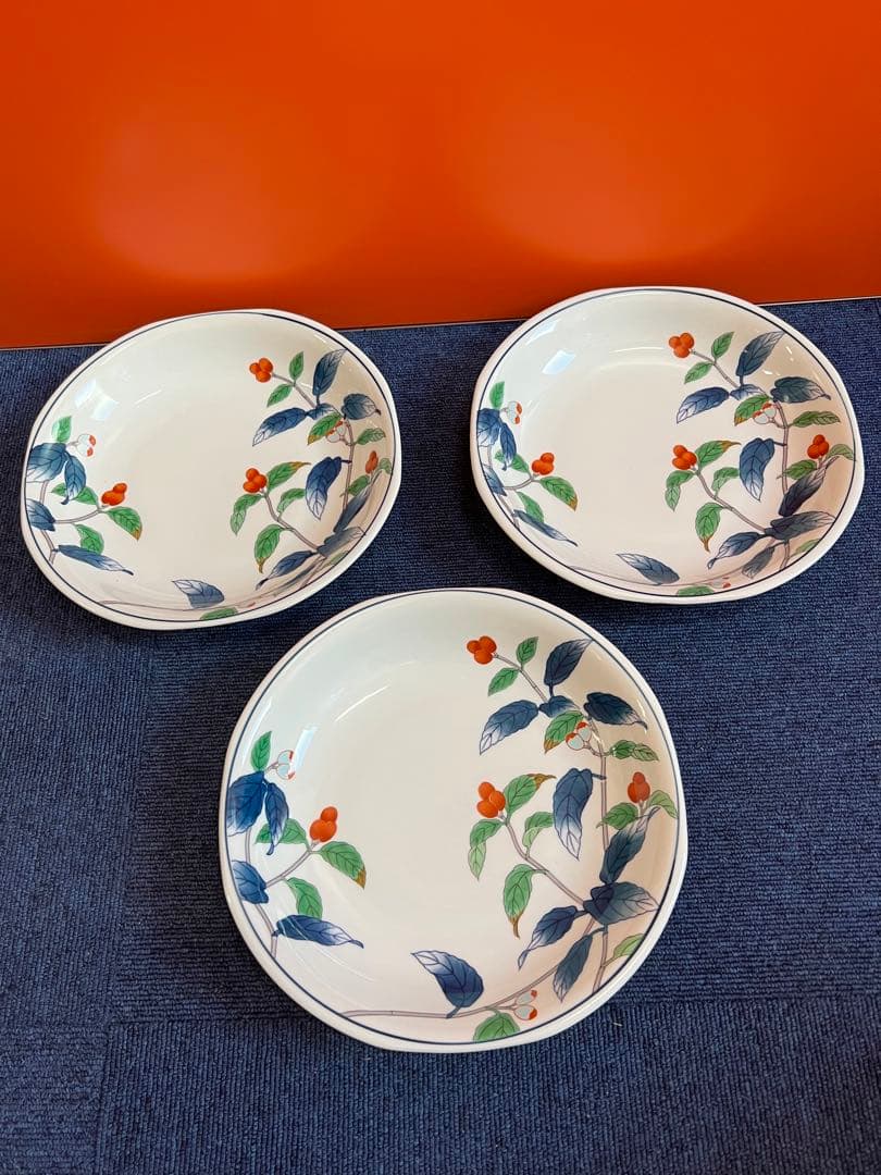1154  有田焼　其泉 果実絵大皿　3客　未使用