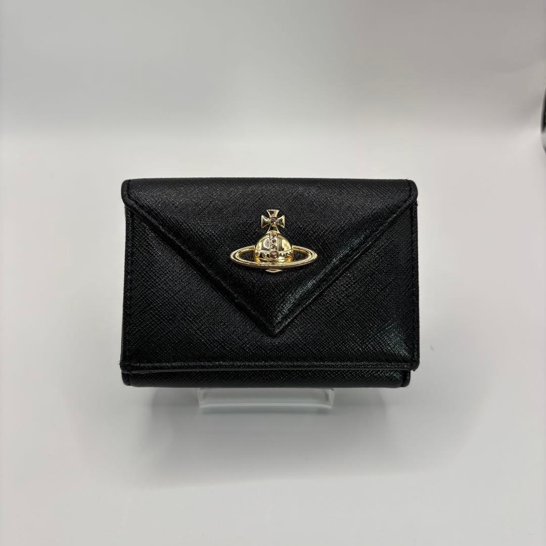 vivienne westwood 三つ折り財布　ブラック　ゴールド　オーブ