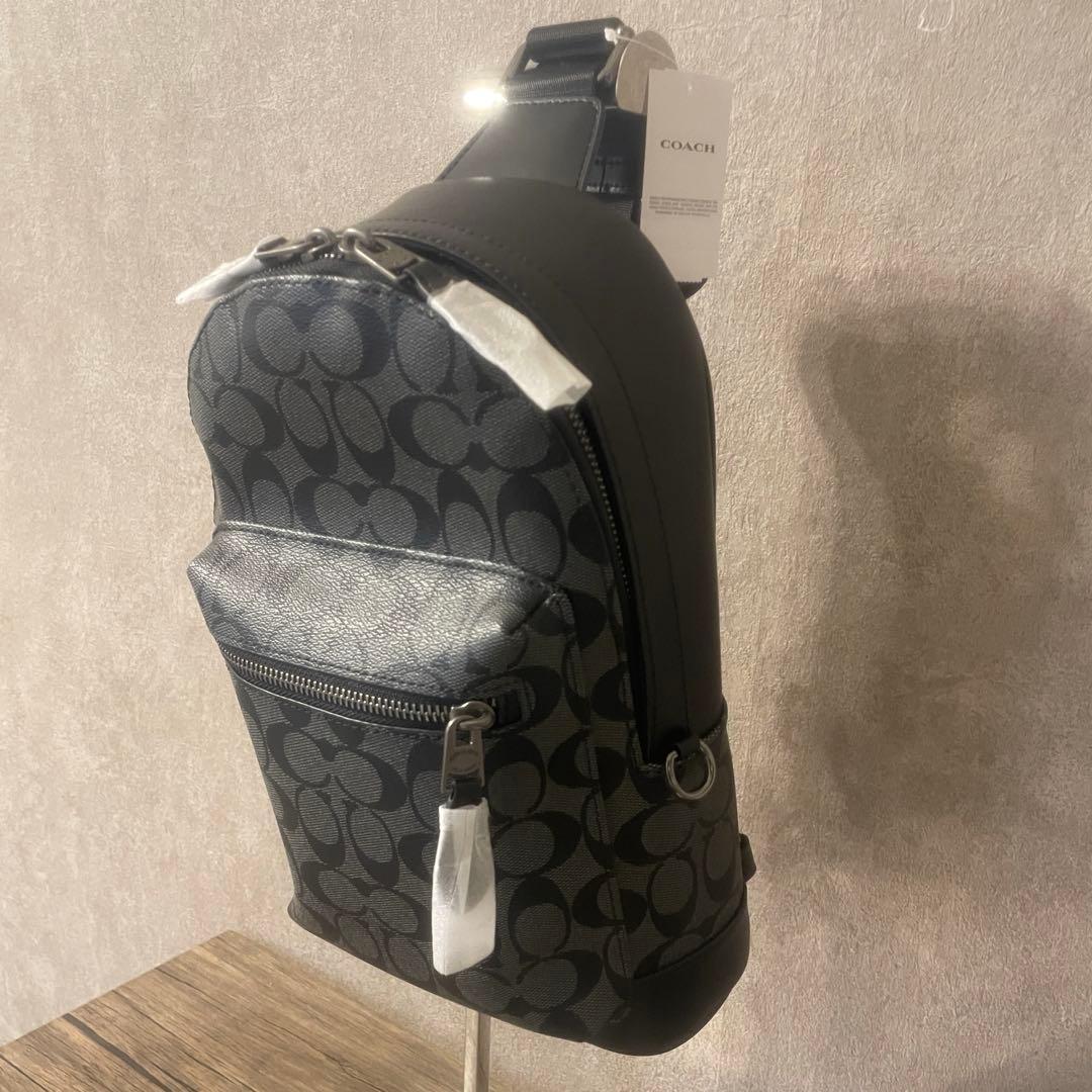 未使用 COACH コーチ シグネチャー ボディバック C2853 グレー 黒