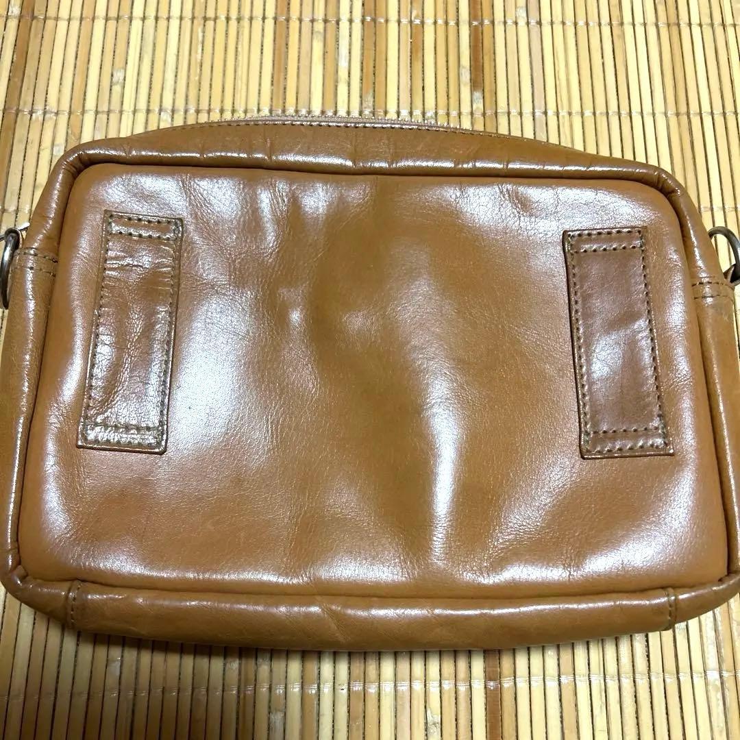 PORTER レザースクエアショルダーバッグ　本革　キャメル色