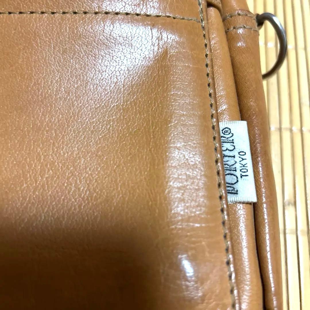 PORTER レザースクエアショルダーバッグ　本革　キャメル色