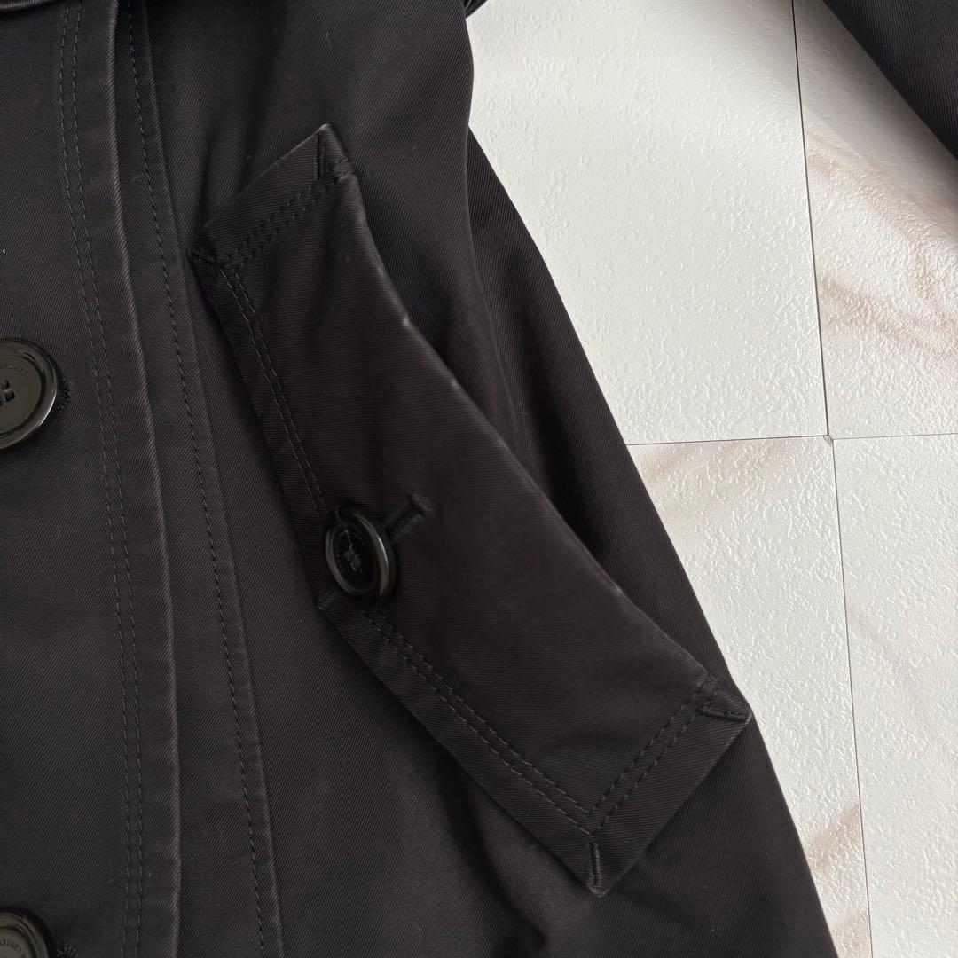 人気◆バーバリーブルーレーベル ライナー ベルト付 トレンチコート 黒 L