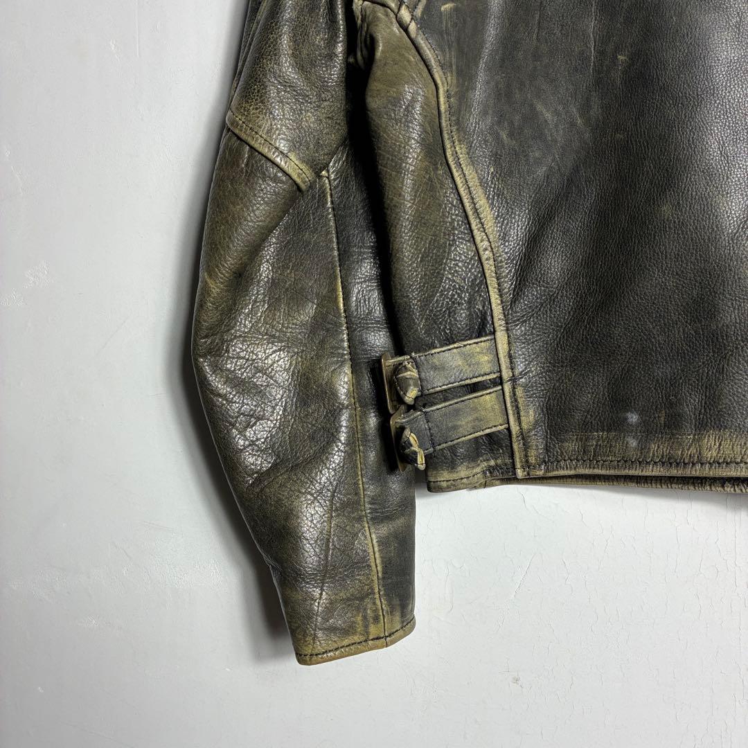 EURO VINTAGE シングルレザージャケット ボックス 短丈 カウハイド