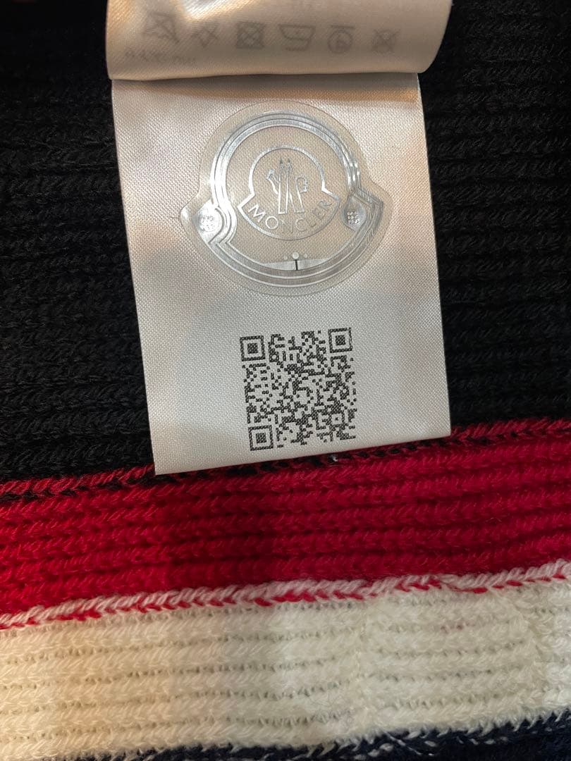 【箱、手提げ付き】Moncler ネイビー ストライプ マフラー