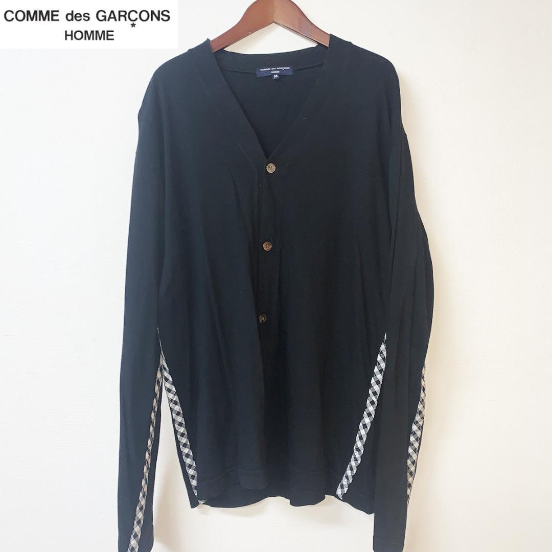 コムデギャルソンオム ギンガムチェック切り替え　ニットカーディガン