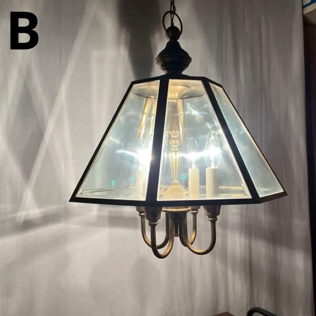 ビンテージ◾️4灯 天井照明 ゴールドフレーム ペンダントライト シャンデリア B