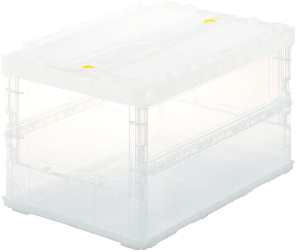 TRUSCO(トラスコ) 薄型折りたたみコンテナスケル 50Lロックフタ付 透明