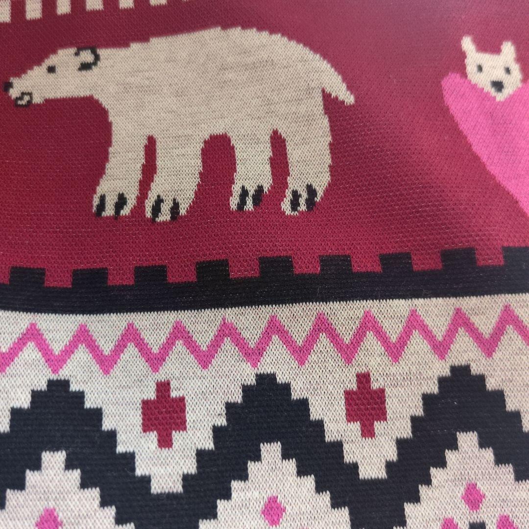 マタノアツコ　割烹着　エプロン　しろくまとゆき　レッド