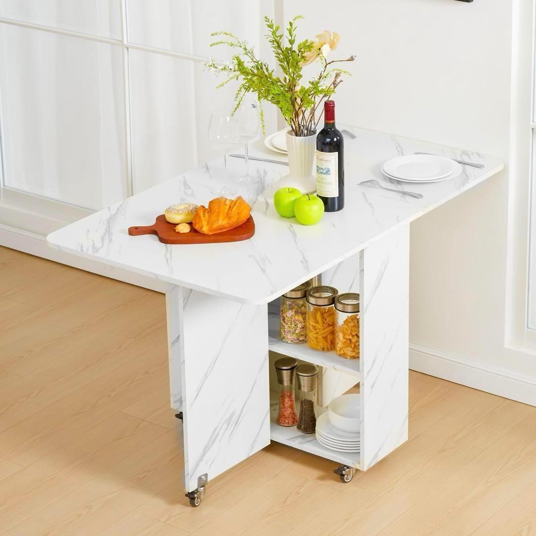 折りたたみダイニングテーブル✨万能ドロップリーフダイニングテーブル ロック可能