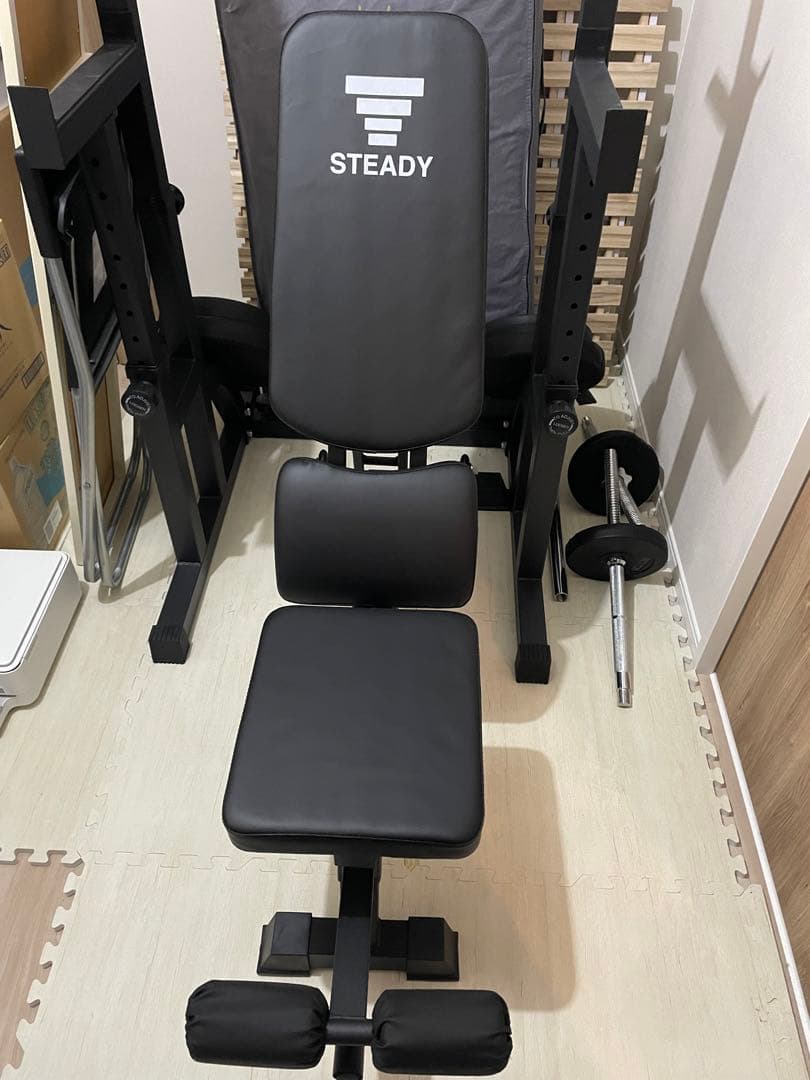 美品 トレーニングベンチ バーベルスタンド バーベル セット バーベルスクワット