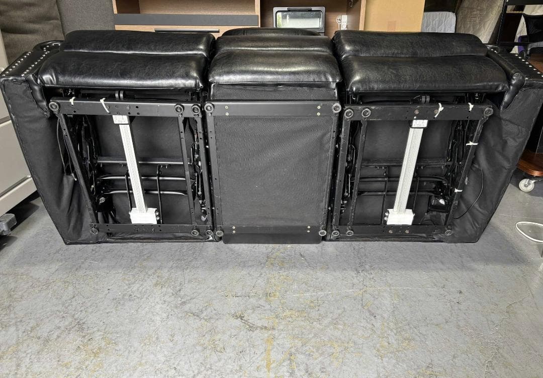 おしゃれ 電動リクライニングソファ3人掛けレザーソファ幅190cmUsed/美品