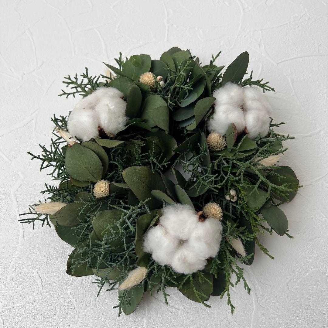 ポポラスとコットンのナチュラルリース ***ラッピング無料 冬 プレゼント