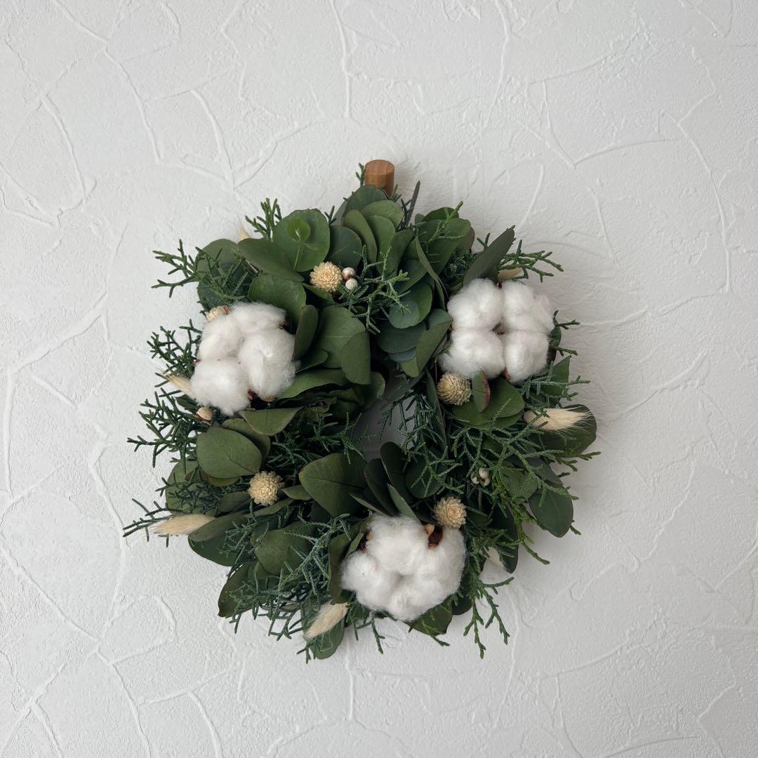 ポポラスとコットンのナチュラルリース ***ラッピング無料 冬 プレゼント