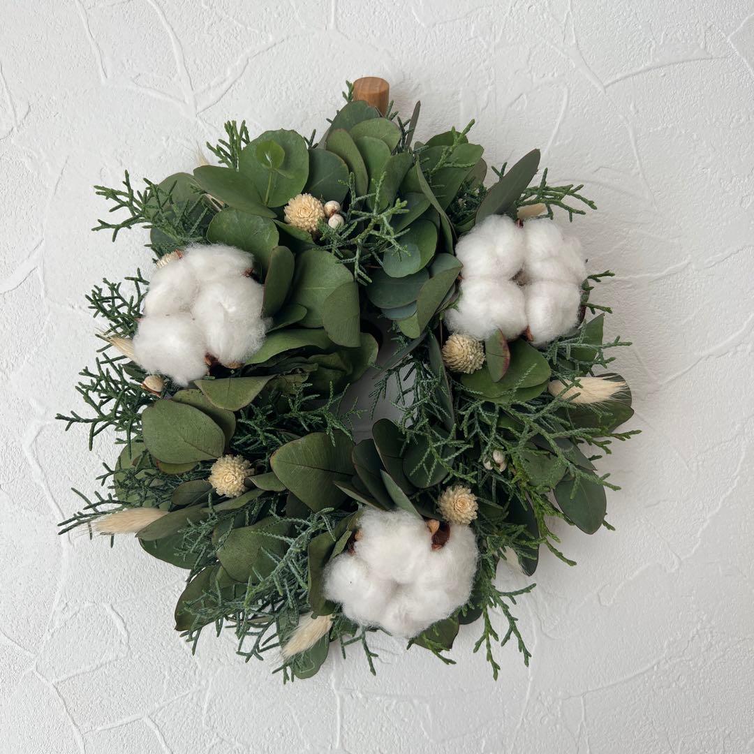 ポポラスとコットンのナチュラルリース ***ラッピング無料 冬 プレゼント