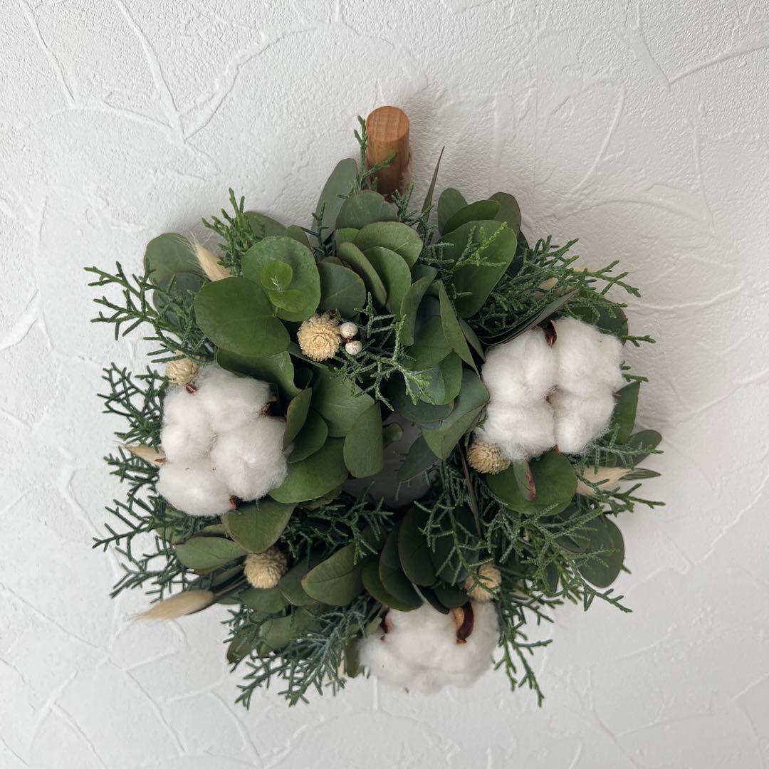 ポポラスとコットンのナチュラルリース ***ラッピング無料 冬 プレゼント