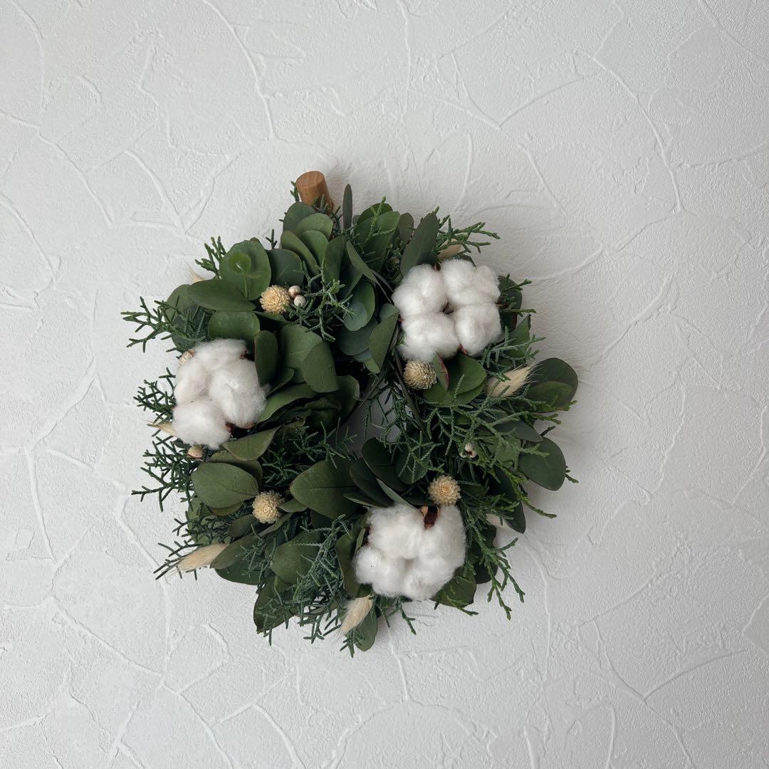 ポポラスとコットンのナチュラルリース ***ラッピング無料 冬 プレゼント