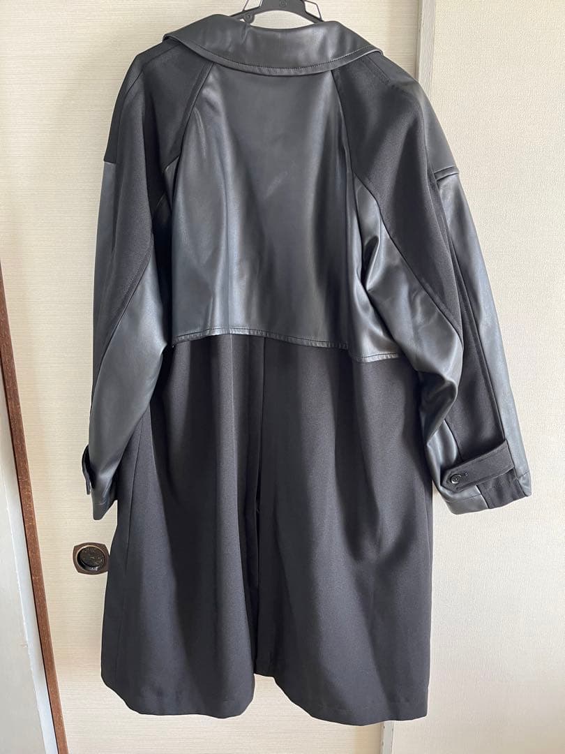 HARE/ハレ　WT/Fレザー切り替えトレンチコート美品