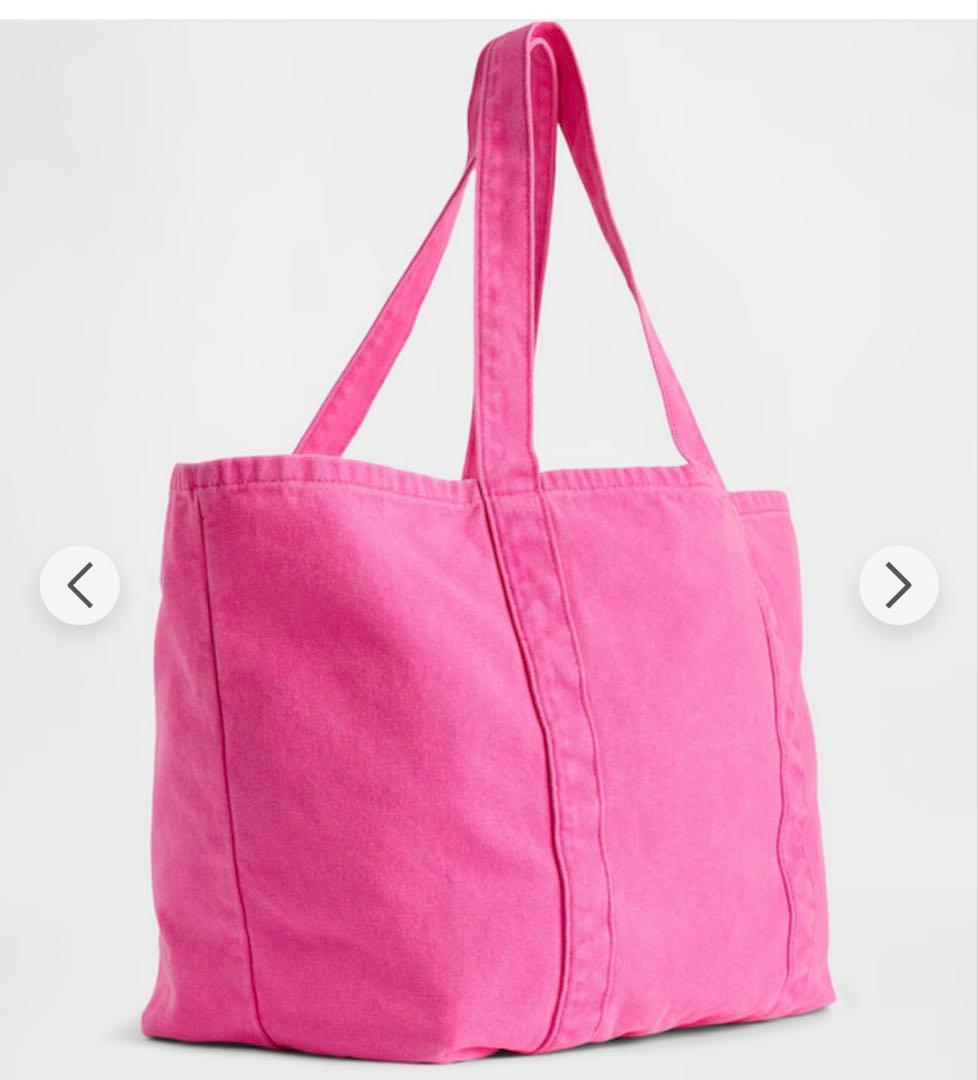 【新品未使用】GAP ロゴトートバッグ ブラック ネオンピンクブルー