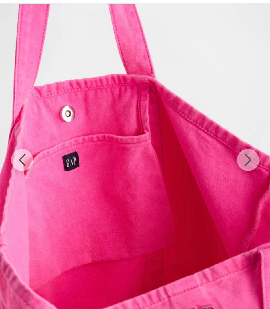 【新品未使用】GAP ロゴトートバッグ ブラック ネオンピンクブルー