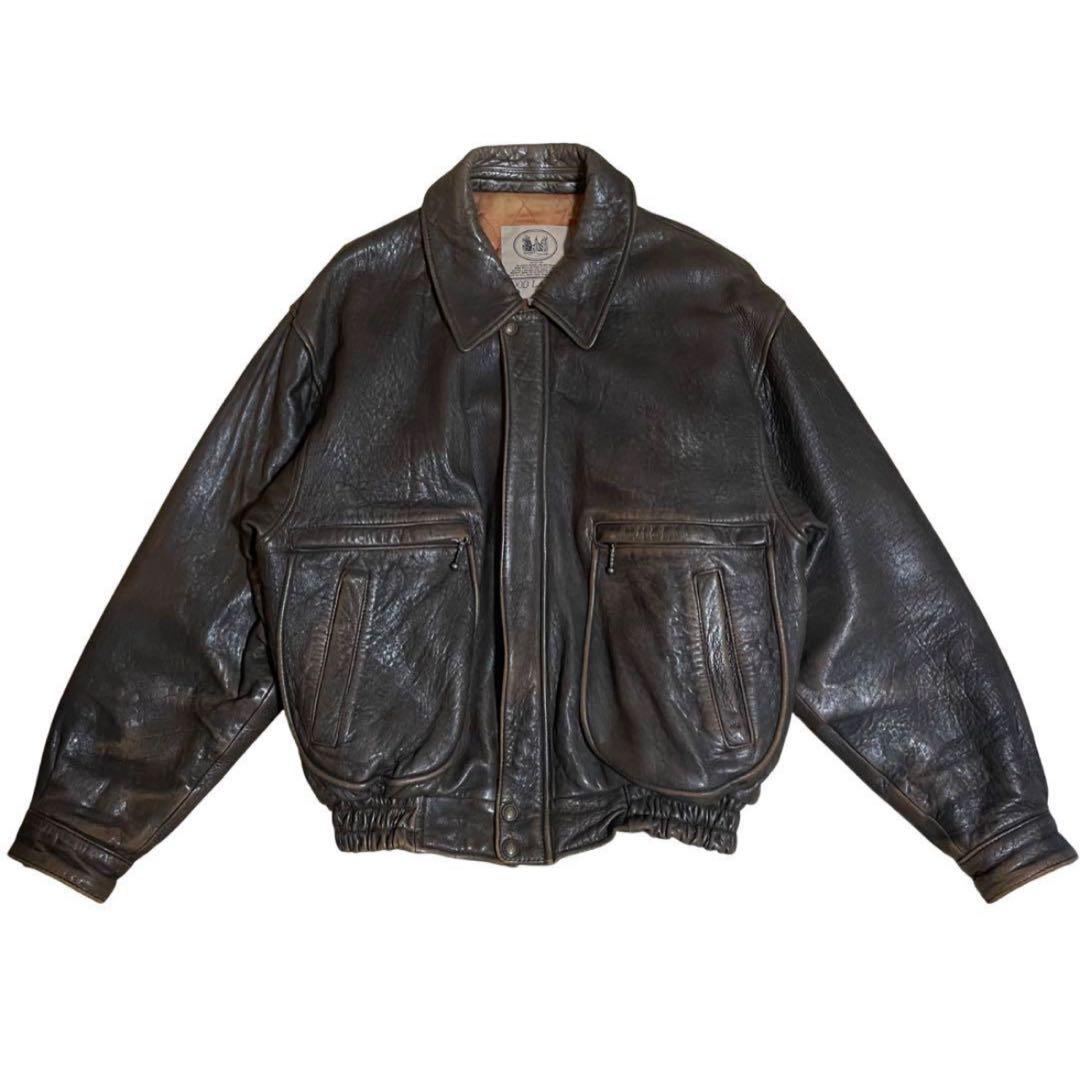 80s A-2 ラムレザー　ボンバージャケット　短丈　茶心