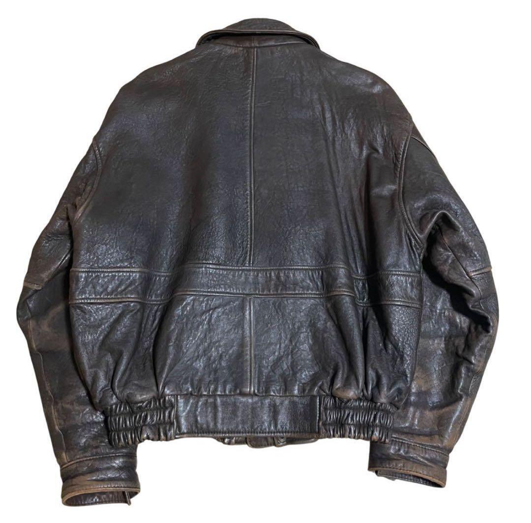 80s A-2 ラムレザー　ボンバージャケット　短丈　茶心