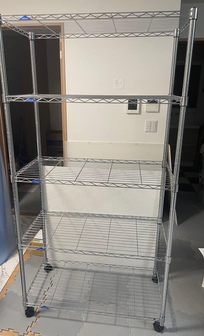 ⑥ 5段 スチールラック シルバー キャスター付き