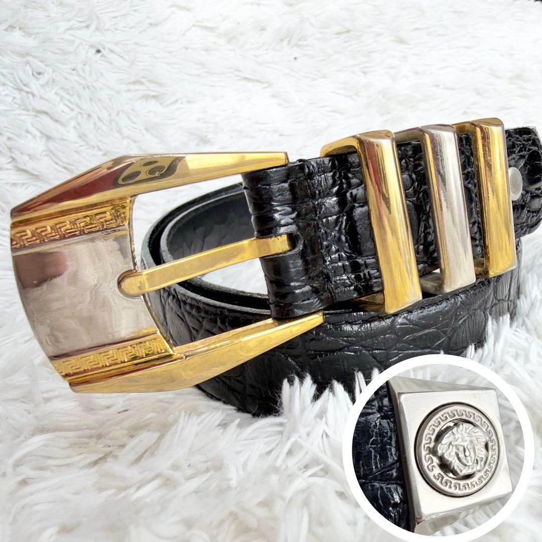 ジャンニヴェルサーチ 3連 メデューサ ベルト ブラック