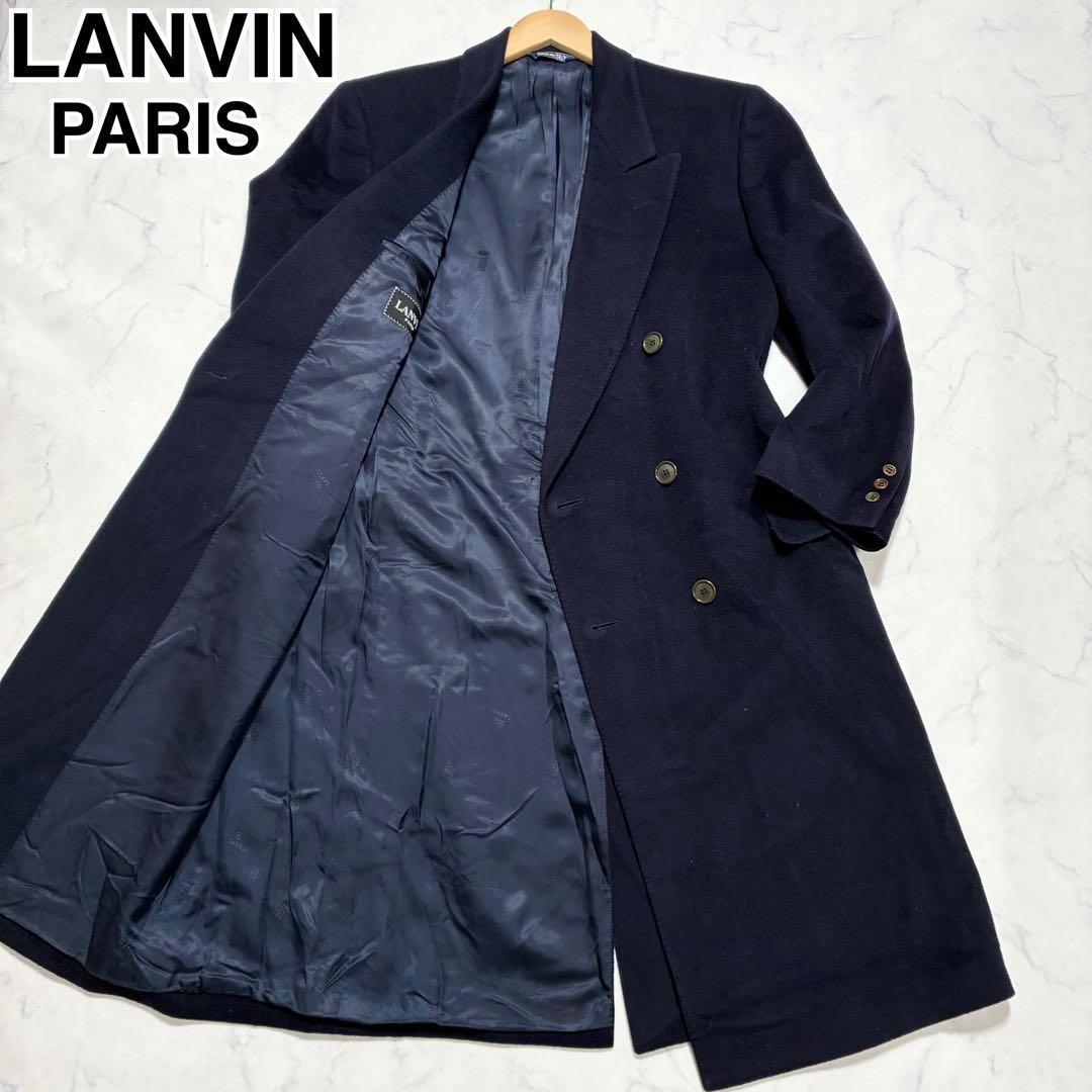 着丈110cm✨LANVIN ダブル チェスターコート ロング ネイビー XL